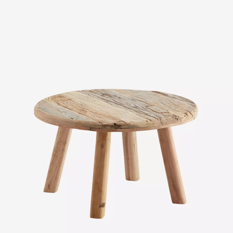 ROUND CAFE TABLE RECYCLED WOOD NATURAL 60 - CAFE, SIDE TABLES